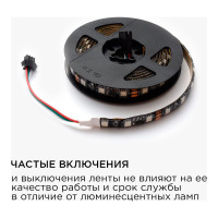 Комплект цифровой светодиодной ленты Apeyron 12В, 14,4Вт/м, smd5050, 60д/м, IP65, подложка 10мм/черная, 2м, rgb 86ЦЛ