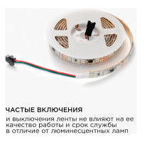 Комплект цифровой светодиодной ленты Apeyron 12В, 14,4Вт/м, smd5050, 60д/м, IP65, подложка 10мм/белая, 2м, rgb 84ЦЛ