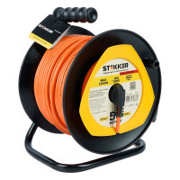 Удлинитель на пластиковой катушке STEKKER STD02-11-50, 50м, 1 гнездо, с заземлением 3х1, оранжевый, 39636
