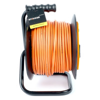 Удлинитель на пластиковой катушке STEKKER STD02-11-50, 50м, 1 гнездо, с заземлением 3х1, оранжевый, 39636