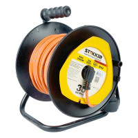 Удлинитель на пластиковой катушке STEKKER STD02-11-30, 30м, 1 гнездо с заземлением 3х1, оранжевый, 39635