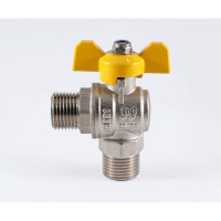 Шаровой кран PROFACTOR угловой для газа PF GAS ручка бабочка, н/н 1/2 дюйма PF GBV 336M