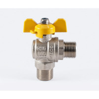 Шаровой кран PROFACTOR угловой для газа PF GAS ручка бабочка, н/н 1/2 дюйма PF GBV 336M