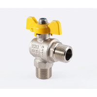 Шаровой кран PROFACTOR угловой для газа PF GAS ручка бабочка, н/н 1/2 дюйма PF GBV 336M