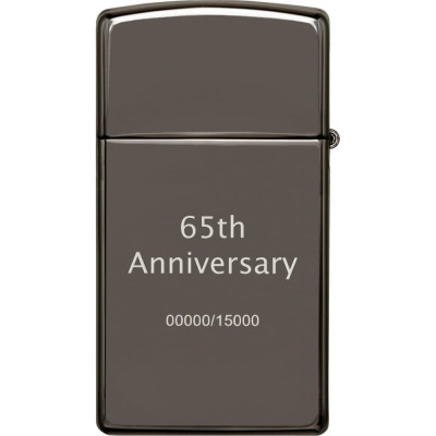 ZIPPO Зажигалка 65th Anniversary Slim с покрытием Black Ice 49709