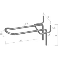 Крючок ПК МАГС на перфопанель, L-100, язычковый, шаг 48, 4 шт/упак СКЛ03-00043
