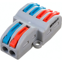 Строительно-монтажная клемма STEKKER подключения фазных проводников, 2-контактные группы 1 ввод, 2 вывода на полюс, LD222-424, 25шт, 39249