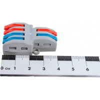 Строительно-монтажная клемма STEKKER подключения фазных проводников, 2-контактные группы 1 ввод, 2 вывода на полюс, LD222-424, 25шт, 39249