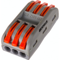 Строительно-монтажная клемма STEKKER для подключения фазных проводников 3 контактные группы (1 ввод,1 вывод на полюс), LD222-423 39036