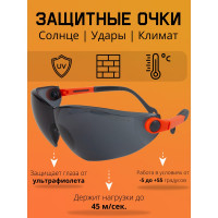 Защитные открытые очки Jeta Safety с регулировкой дужек, дымчатые линзы JSG2711-S
