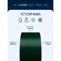 Лента ВОЛГА ПОЛИМЕР ПЭТ 12 мм x 6 мм 2450 метров, 245 кгс, Т1027