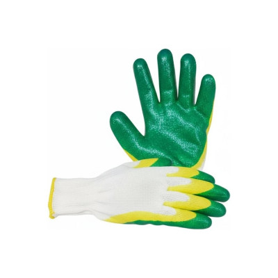 Рабочие перчатки ВОЛГА ПОЛИМЕР, латексный облив, зеленый, 10 пар 13 класс Т1735