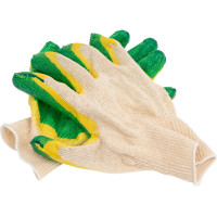 Рабочие перчатки ВОЛГА ПОЛИМЕР, латексный облив, зеленый, 10 пар 13 класс Т1735