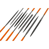 Набор надфилей (напильников) TDM ELECTRIC 10 штук, диаметр 3 мм, длина 140 мм, пластиковая рукоятка, серия Рубин SQ1026-0303