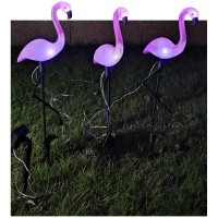 Садовый светильник "Три розовых фламинго на солнечной батарее КОСМОС KOC_SOL367