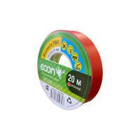 Изолента Econ 15 мм х 20 м, 0,15 мм, красный 15201503