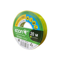 Изолента Econ 15 мм х 20 м, 0,15 мм, желто-зеленый 15201505