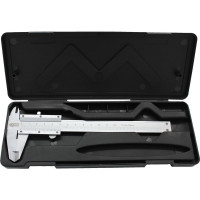 Штангенциркуль ON металлический, 125 мм с глубиномером, шаг 0,02мм, пластик кейс 05-05-125