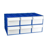 Пластиковый короб СТЕЛЛА-ТЕХНИК 140x250x100 мм, комплект 6 штук C-2-К6-синий-белый