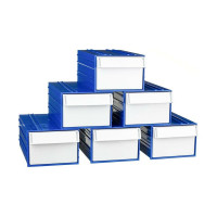 Пластиковый короб СТЕЛЛА-ТЕХНИК 140x250x100 мм, комплект 6 штук C-2-К6-синий-белый
