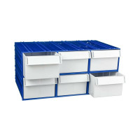 Пластиковый короб СТЕЛЛА-ТЕХНИК 140x250x100 мм, комплект 6 штук C-2-К6-синий-белый