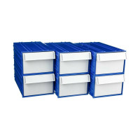 Пластиковый короб СТЕЛЛА-ТЕХНИК 140x250x100 мм, комплект 6 штук C-2-К6-синий-белый