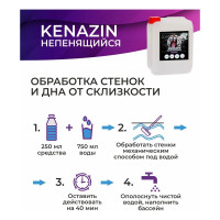 Химия для бассейна КЕНАЗ НЕПЕНЯЩИЙСЯ альгицид осветление воды, средство от водорослей, 20 л 809356
