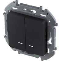 Выключатель Legrand двухклавишный с подсветкой/индикацией Legrand Inspiria 10А 250В безвинтовые зажимы антрацит 673633