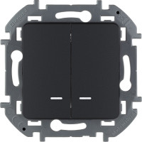 Выключатель Legrand двухклавишный с подсветкой/индикацией Legrand Inspiria 10А 250В безвинтовые зажимы антрацит 673633