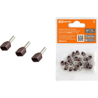 Наконечники для проводов обжимные изолированные штырьевые втулочные (двойные) НШвИ (2) 1,5х8 (упаковка/20 штук) TDM ELECTRIC SQ0568-0046