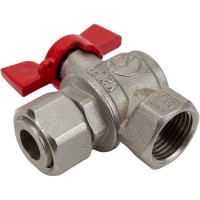 Шаровой кран VALFEX PREMIUM для воды, угловой, с накидной гайкой, 1/2" ВР/ВР, бабочка VF.266.NB1.012.PREMIUM