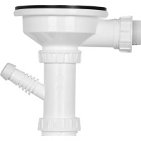 Сифон для кухонной мойки WISENT с одной чашей, с круглым и прямоугольным переливом, с подводкой для стиральной машины GER013 WGER013