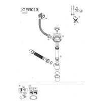 Сифон для кухонной мойки WISENT с одной чашей, с круглым и прямоугольным переливом, с подводкой для стиральной машины GER013 WGER013