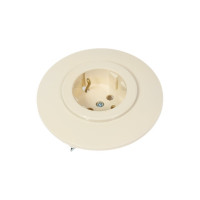 Розетка Bylectrica 1-местная, скрытая установка, с заземляющим контактом, диаметр 92 мм, серия ПРОВАНС круг, РС16-0402 бежевый