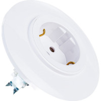 Розетка Bylectrica 1-местная, скрытая установка, с заземляющим контактом, диаметр 92 мм, серия ПРОВАНС круг, белый РС16-0402