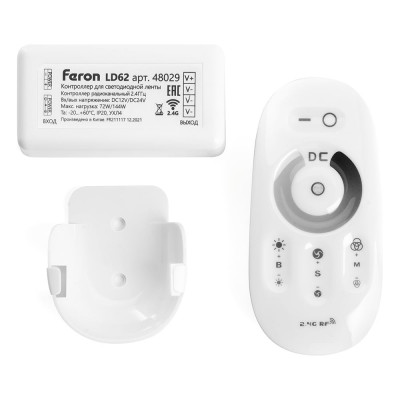 Контроллер диммер для светодиодной ленты FERON с П/У белый, 12-24V, LD62 48029