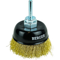Кордщётка чашеобразная 75 мм, латунированная сталь 0.3 мм, М14, адаптер на 6 мм Berger BG BG1740