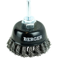 Кордщётка чашеобразная 75 мм, витая оцинкованная сталь 0.5 мм, М14, адаптер на 6 мм Berger BG BG1743