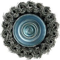 Кордщётка чашеобразная 75 мм, витая оцинкованная сталь 0.5 мм, М14, адаптер на 6 мм Berger BG BG1743