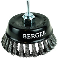 Кордщётка чашеобразная 125 мм, витая оцинкованная сталь 0.5 мм, М14, адаптер на 6 мм Berger BG BG1745