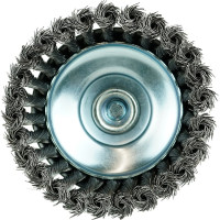 Кордщётка чашеобразная 125 мм, витая оцинкованная сталь 0.5 мм, М14, адаптер на 6 мм Berger BG BG1745