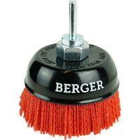 Кордщётка чашеобразная 100 мм, абразивный нейлон 1.2 мм, P80, М14, адаптер на 6 мм Berger BG BG1747