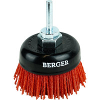 Кордщётка чашеобразная 75 мм, абразивный нейлон 1.2 мм, P80, М14, адаптер на 6 мм Berger BG BG1746