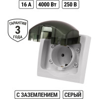 Розетка TDM ELECTRIC 2П+З скрытой установки IP54 16А серая Вуокса SQ1803-0108