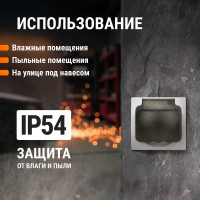 Розетка TDM ELECTRIC 2П+З скрытой установки IP54 16А серая Вуокса SQ1803-0108