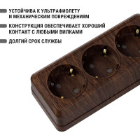 Горизонтальная 3-х местная розетка TDM ELECTRIC 2П+3 открытой установки IP20 16A с з/ш бук Ладога SQ1801-0327