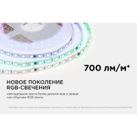 Комплект адресной ленты Apeyron 24В, 14,4Вт/м, smd5050, 60д/м, IP20, подложка 10мм (белая), 10м, RGB 10-99