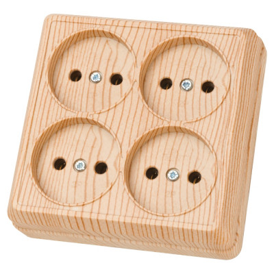 Четырехместная розетка TDM ELECTRIC 2П открытой установки IP20 10A сосна Ладога SQ1801-0420