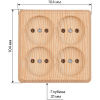 Четырехместная розетка TDM ELECTRIC 2П открытой установки IP20 10A сосна Ладога SQ1801-0420