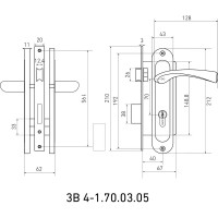 Врезной замок БУЛАТ ЗВ4-1.70.03.05 НОМОС (золото; 5 перфоключей; с ручками) 13975